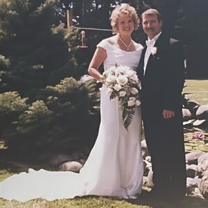 Wedding Dress Cream Lace  & Faux Pearls